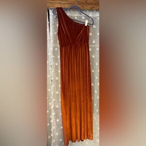 Balticborn, Large, Velvet dress, floor length with slit, one shoulder dress